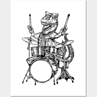 SEEMBO Dinosaur Playing Drums Musician Drummer Drumming Band Posters and Art